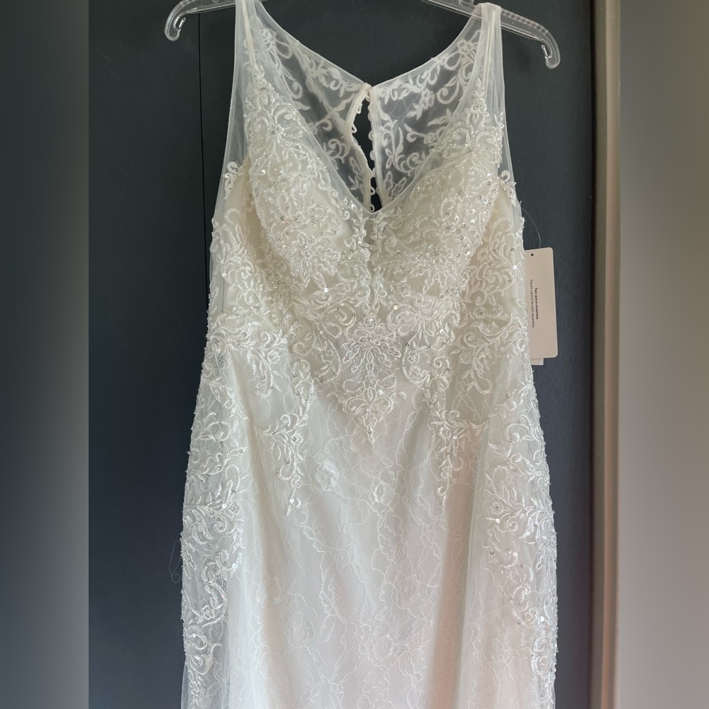 Galina SZ 10 Ivory Illusion V-Neck Wedding Dress with Embellishment STYLE SWG675 - Picture 15 of 16